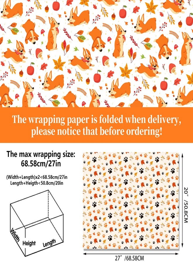 هواف ورق تغليف هدايا خريفي من HOWAF، ١٢ ورقة، ورق تغليف هدايا برسومات قطط وكلاب، مناسب لموسم الخريف، وحفلات عيد الشكر، وديكورات الهدايا، ومستلزمات تغليف هدايا برسومات مخالب قطط وكلاب. - Image 3